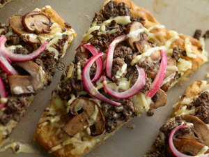 Beef & Mushroom Sausage Cheesy Flatbread